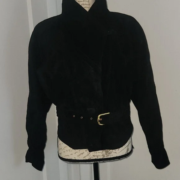 VERA PELLE VINTAGE SUEDE LEATHER CROPPED JACKET SIZE 42=10 usa - Picture 5 of 12